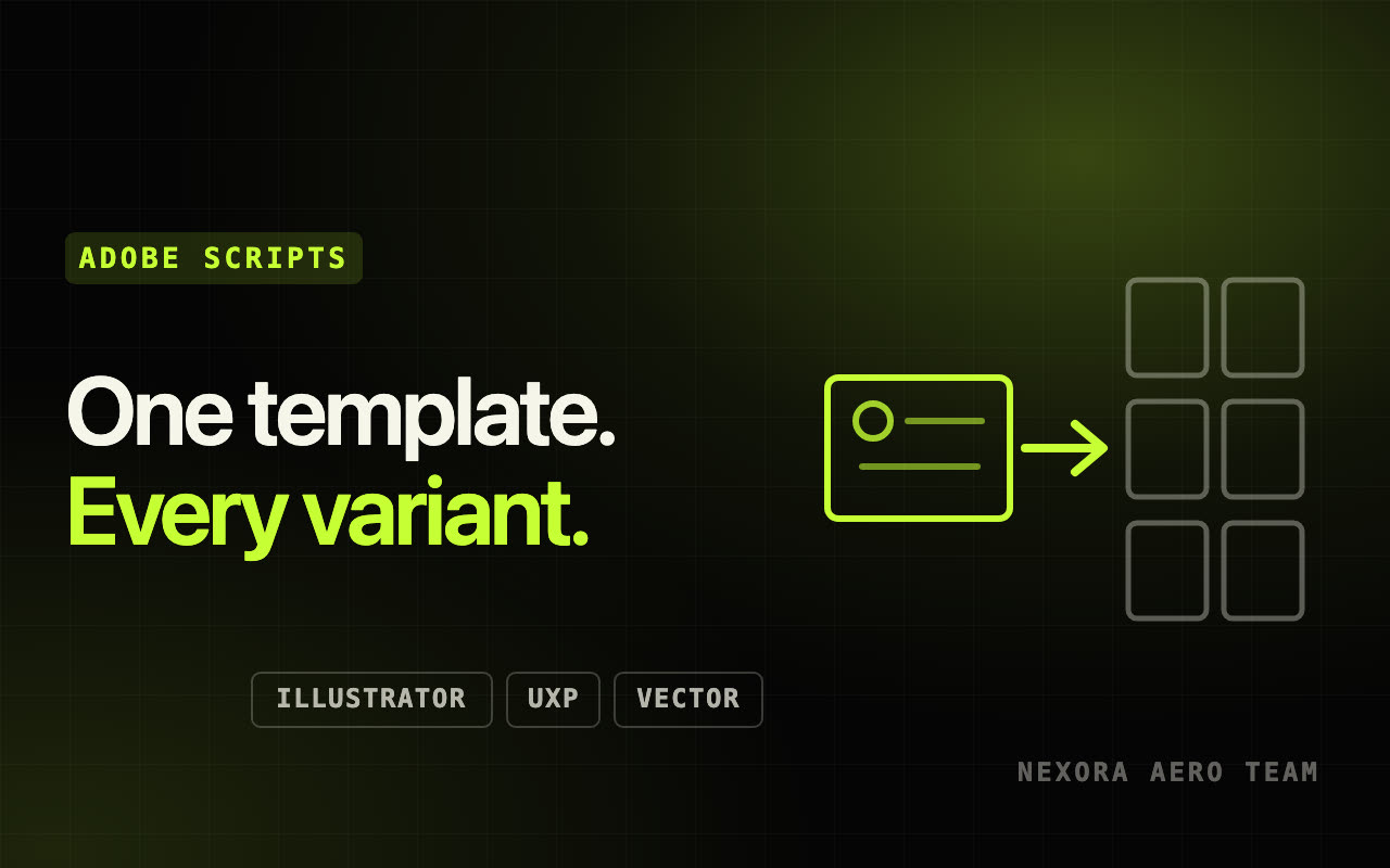 Create an Illustrator UXP/JSX script for vector data-merge — Adobe Scripts service by the Nexora Aero Team