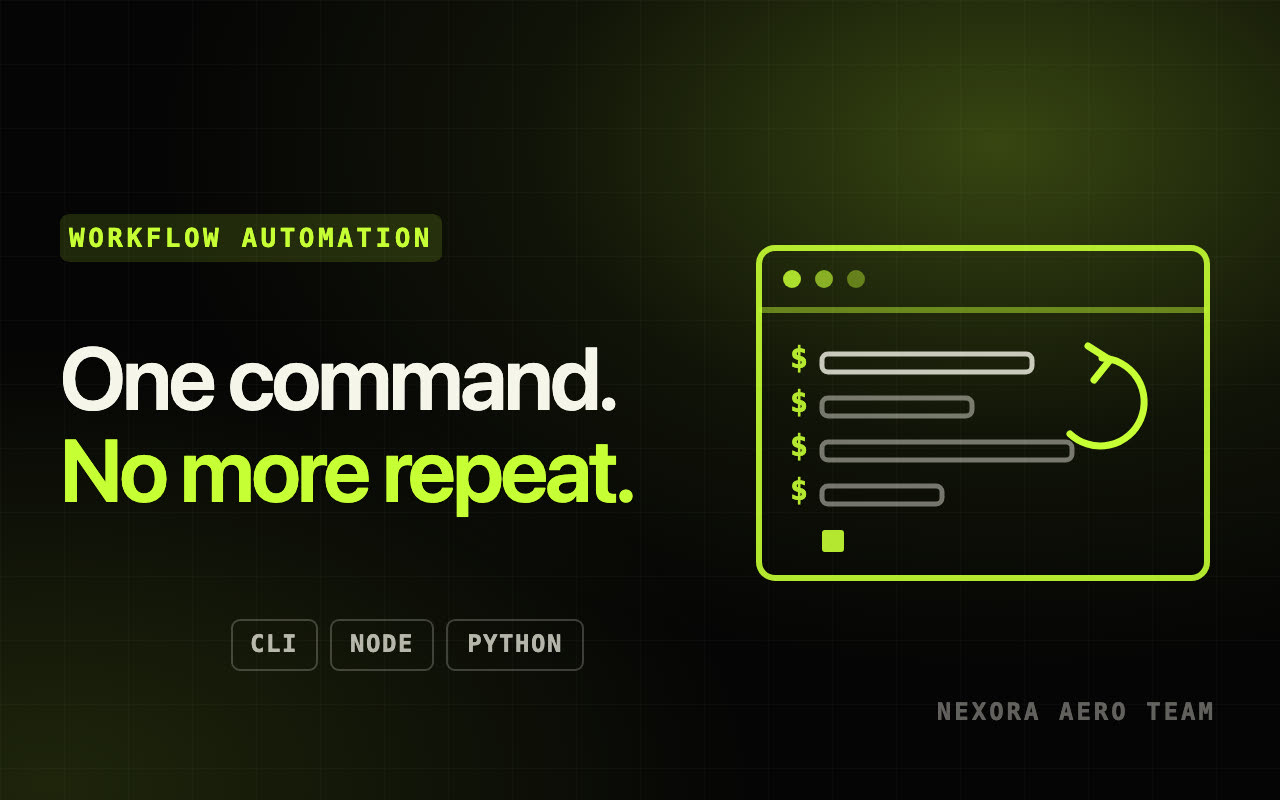 Build a custom CLI tool to automate any repetitive dev task — Workflow Automation service by the Nexora Aero Team